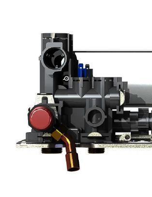 4.2. LEVÝ HYDRAULICKÝ BLOK Levý blok obsahuje : Teplotní čidlo sanitární NTCs (za deskovým výměníkem) Pojistný ventil topení 3 bar Automatický by-pass Prvky pro připojení Všechny