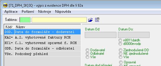 9 Modul účetnictví: Kontrolní výkaz DPH (SK) Generování a odeslání výkazu Generování Spusťte aplikaci *1098