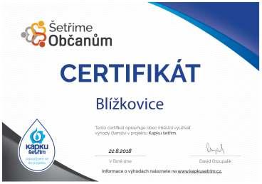 Kapkušetřím Městys Blížkovice se zapojil do projektu