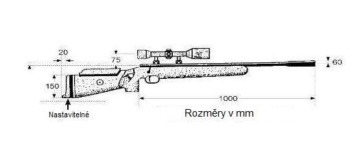 10.14 ROZMĚR PUŠKY 50 m puška: 10 m puška: Délka systému / hlavně včetně prodloužení nesmí být větší než 1000 mm.
