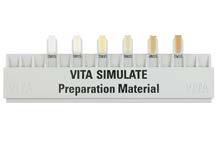 Určování barvy preparovaného pahýlu zubu pomocí VITA SIMULATE Preparation Material Guide. (tabulka barev viz strana 51) Vybranou barvu předejte rovněž zubnímu technikovi.