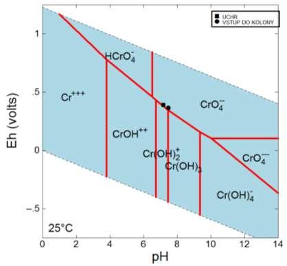 Geochemický model prostředí Kolona bez proudu Geochemické modely byly vytvořeny v programu The Geochemist s Workbench na základě vstupního rozboru vody, měření změn fyz-chem vlastností systému a