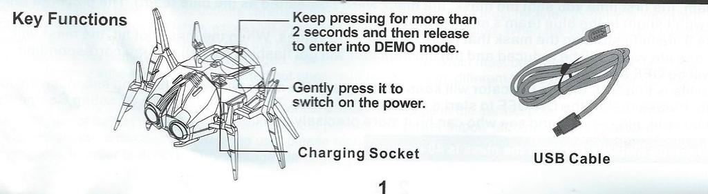 Použití mechanického brouka Key functions- klíčové funkce Keep pressing for more than 2 seconds and then release to