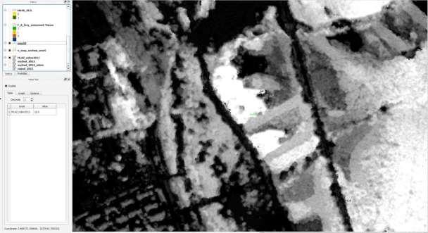pracoviště -Místek DPZ ÚHÚL Frýdek Obr. 6 Rastr povrchového modelu ndsm 2013. Fig. 6 ndsm 2013.