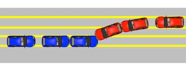 Obr. 5 Príklad č. 4 ( ž ltá farba - ko ľ aje) Fig. 5 Case 4 (yellow colour - ruts) Červené vozidlo zanechalo po svojom pohybe stopy v snehu, ktoré vodič modrého vozidla fotograficky zadokumentoval.