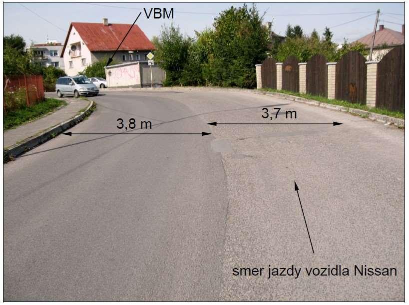 Obr. 8 Plánok miesta dopravnej nehody (pre príklad č. 6) Fig.