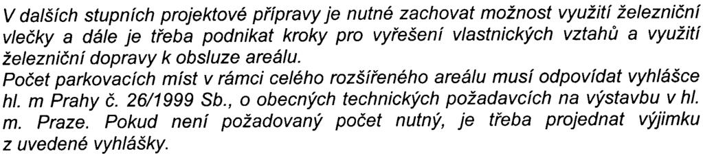 2002. V dalších stupních projektové pøípravy je nutné zachovat možnost využití železnièní vleèky a dále je tøeba podnikat kroky pro vyøešení vlastnických vztahù a využití železnièní dopravy k obsluze