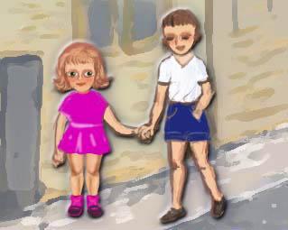 JENÍČEK A MAŘENKA VE MĚSTĚ Jeníček a Mařenka bydleli v malé vesničce u lesa. Chodili do lesa na houby a na jahody, nebo jen tak se proběhnout. V lese už by nezabloudili!
