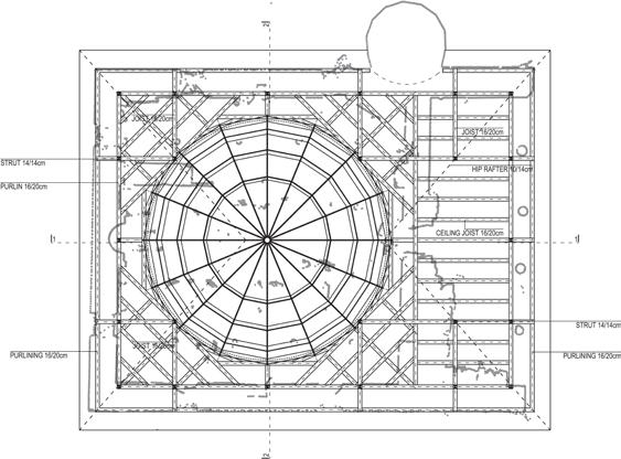 of this kind of building. The roof pitch should be 52.5 on the long sides and 48 at the hip ends, in keeping with the indigenous architecture of Central Bosnia.