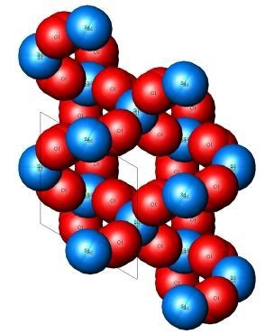 Obr. 5 Struktura hexagonálně trapezoedrického α křemene v řezu (001) [37] Fázové přeměny křemene Pro pochopení důsledků fázových přeměn SiO 2, je důležité znát rychlost průběhu přeměn.