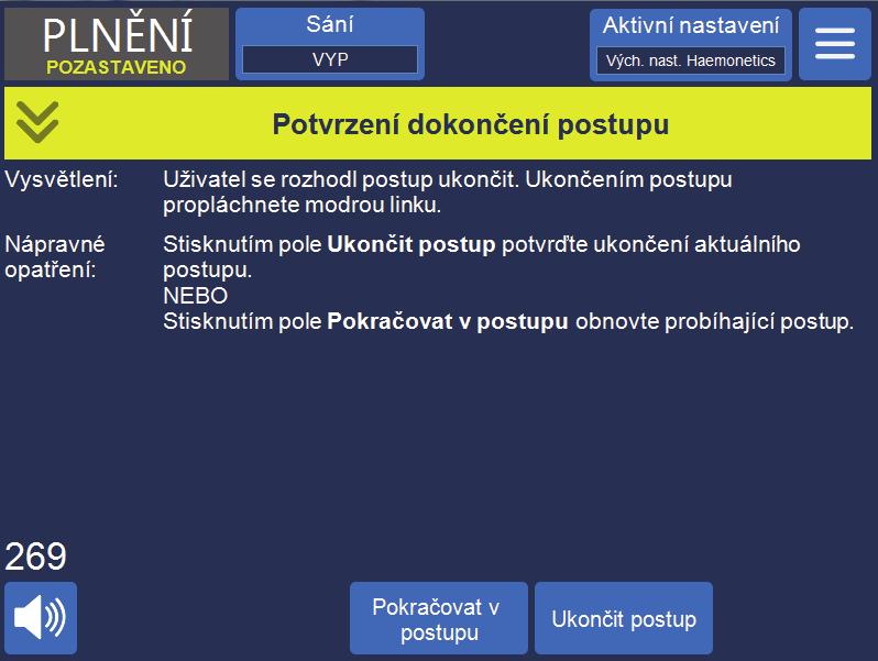 Kap. 6, Všeobecné použití: Sekvestrace 115 Předčasné ukončení protokolu sekvestrace Postup sekvestrace můžete ukončit dříve. Při ukončování postupujte dle následujících kroků: 1.