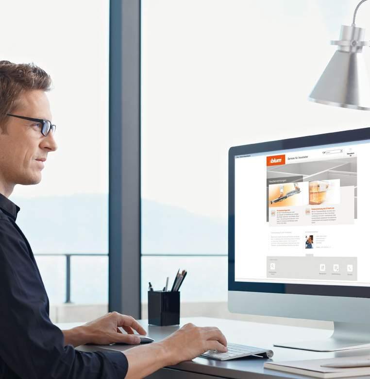 Services Služby pro für výrobce Verarbeiter a zpracovatele Blum möchte Kunden und Partnern die Bestellung, Verarbeitung und Vermarktung seiner Produkte so einfach wie möglich machen.