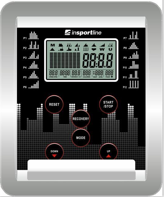 OVLÁDÁNÍ POČÍTAČE TLAČÍTKA Up Down Mode Reset Start / Stop Recovery Během cvičení: zvýšení zátěže a stupně výkonu / přičtení jednotky ke zvolené funkci. Nastavení nebo výběr funkce.