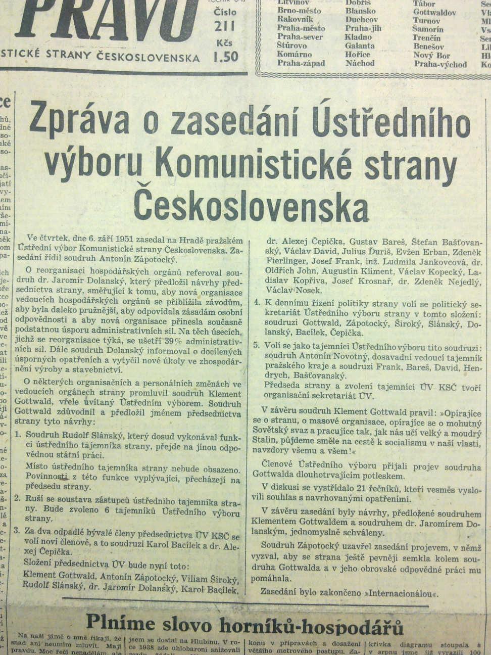 35 Obr. č. 5 5.2. Zatčení Slánského Rudolf Slánský byl zatčen v pátek 23. listopadu 1951 ve své pražské vile. Stalo se to v noci, bez očitých svědků, ve vší tajnosti. V následujících dnech tisk mlčí.