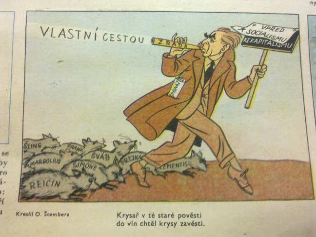 Socialismus v Československu tak byl zachráněn. Obr. č. 33 zdroj: Tak tenhle netvor se nám přisál na lodní šroub! Dikobraz, prosinec 1952, roč. 8, č.