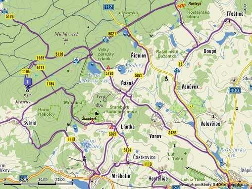 Obrázek 4: yklotrasy v oblasti (zdroj: www.mapy.