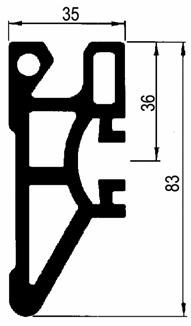 VODÍCÍ PROFIL PRO CS 05.02.06.0 0521 401.000 CS Profil podpěrný a vodící 6800 mm Materiál: AlMgSi0,5 Hmotnost: 3,3 kg / m 0521 402.