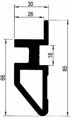 000 CS Profil podpěrný a vodící 70 x 34 mm Materiál: AlMgSi0,5 Hmotnost: 1,9 kg / m Příklad použití Profil 150 mm TT-číslo Povrch