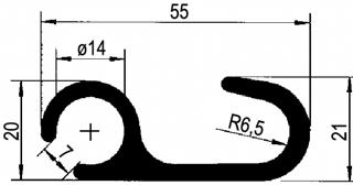 660 CS - Profil pro zaháknutí plachty 55mm, L = 6 600mm Hliník,elox 6,5 kg