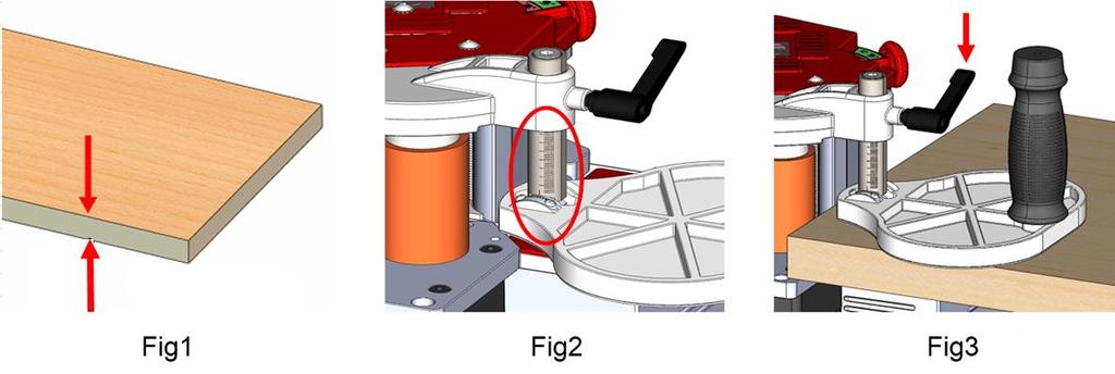 11.3 Operation 11.3.1 Height adjustment of the guiding plate Measure the height of the workpiece (Fig1) Loosen the locking lever