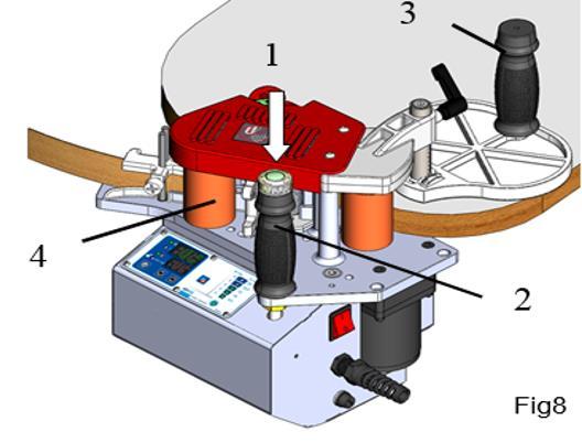 11.3.3 Adjustment for the amount of glue Adjusting glue amount: the adjusting knob (Fig 6) can control the amount of glue applied onto the edge.