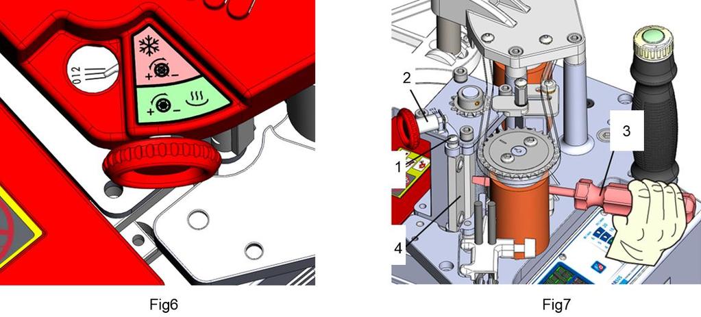 Adjust until the edge is coated evenly Do not set adjustment knob after machine has cooled down. Part of the adjusting components will get stuck by the glue, hence no turning on the knob is allowed.