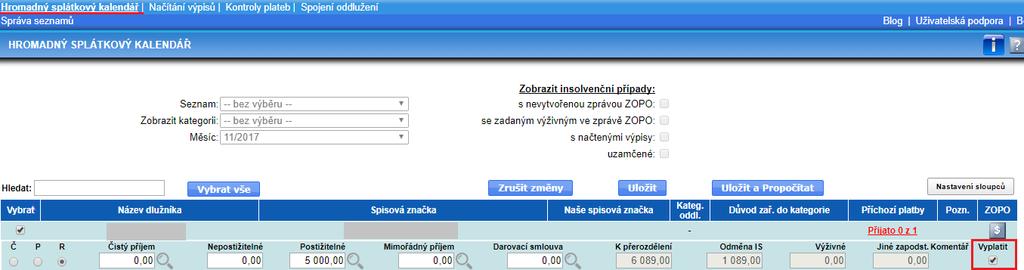 DOKUMENTY - TLAČÍTKO VYTVOŘIT BALÍČEK V záložce Dokumenty modré i oranžové lišty jsme modifikovali původní tlačítko nově na tlačítko.