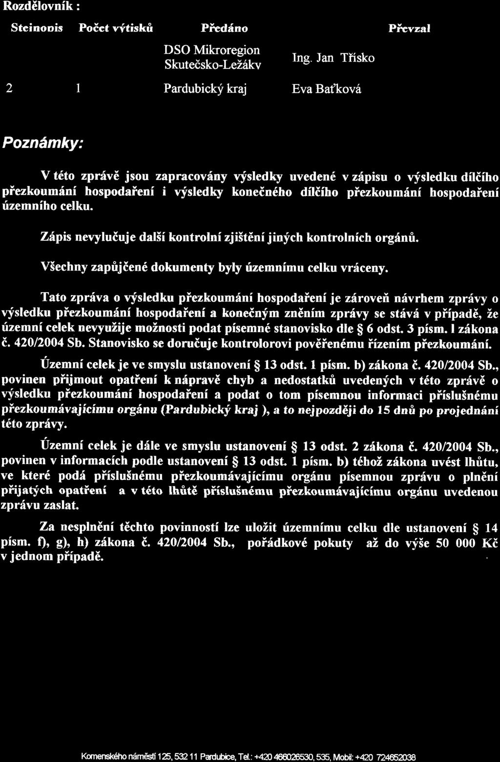 RozdElovnik: Steinonis Poict r"ftiskri Pirddno Pircvzal 1 I DSO Mikroregion Skutedsko-LeL6l<tr Ing.