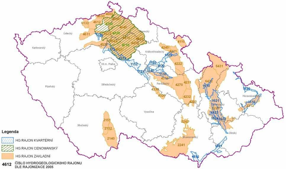 Hodnocené hydrogeologické rajony odběry podzemní vody výrazně převyšují