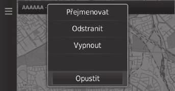 uunavigaceuvlastní objížďky Nastavení systému Úprava vlastní objížďky H (Mapa) u (Zpět) u Nastavení u Navigace u Vlastní objížďky 1. Ze seznamu vyberte oblast nebo silnici, kterou chcete upravit. 2.