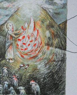 Na titulní straně: Ježíšův křest; na zadní straně: Setkání Marie a Alžběty; zde: Mojžíš Ivana Noble, 2015 Všechny ilustrace v tomto čísle pocházejí z autorčiny knihy Ranní meditace, Opravna duší