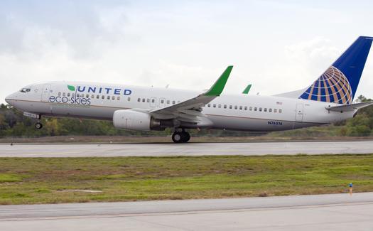 This is the first defense aircraft in history to fly on algae fuel. United Airlines 737 made the first U.S.