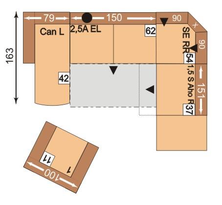 eny podle skupin potahu Kombinace 1 anl-2,5al-srr-1,5sahor-1 an L = kanape, područka vlevo; 2,5A L = 2,5-sedák s funkcí