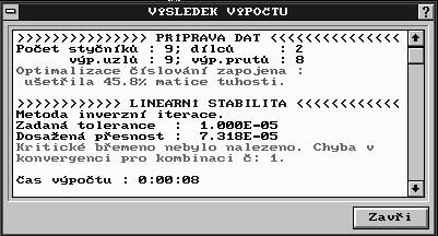 správnému ešení. Bohužel v nkterých pípadech je rychlost konvergence velice pomalá a maximální poet možných iterací, který je podobn jako u vlastního kmitání roven 200, nemusí být vždy postaující.