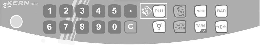 2.2 Přehled klávesnice Libela (vodováha) Výběr ~ Funkce Numerická tlačítka, tlačítka PLU Mazání Ukládání jednotkové ceny (stisknutí a přidržení tlačítka), viz kap. 8.