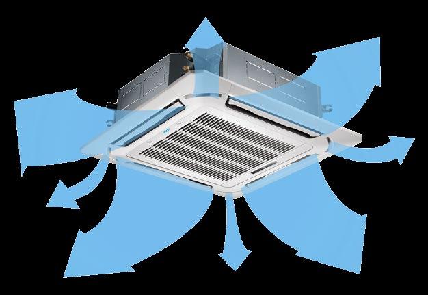 vzduch a také připojení potrubí chlazeného vzduchu z klimatizace do dalších ventilátorů.
