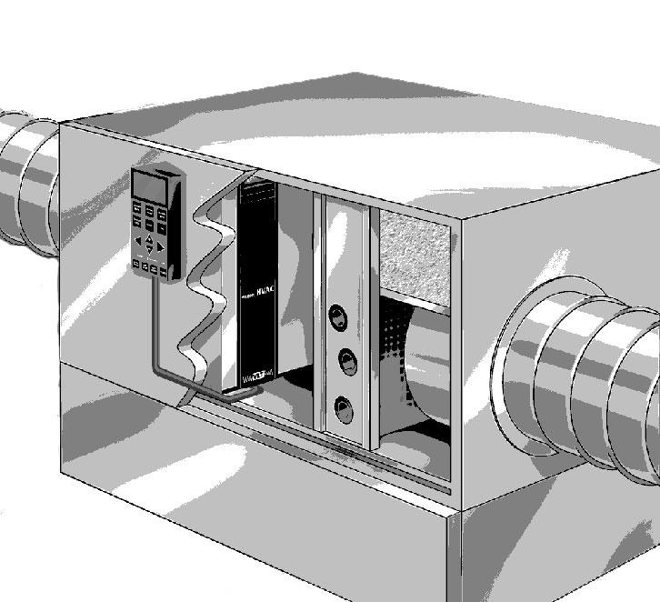 Příklad aplikace- regulace otáček ventilátoru větracího systému Systém AHU rozvádí vzduch po celé budově nebo do jedné nebo několika částí budovy.