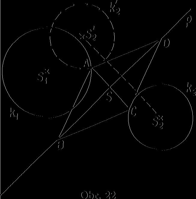 na obraze k' 2 - (S' 2, r 2 ) kružnice k 2 = (S 2> rj v osové souměrnosti s osou o. Na základě podrobného rozboru můžete snadno dokončit řešení úlohy.