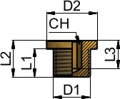 THC-3-B-Z 30 THC--B-Z TH0 záslepka s vnitřním sextantem - závit válcový, TH0--B