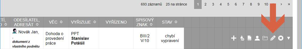 Obr. 10 ESS číslo jednací 10) Postup s využitím šablony v ESS: V ESS postupujte dle šipek obr. 11 a obr.