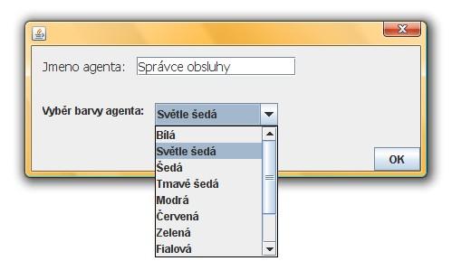 Naposled je nutné zadat to, mezi kterými agenty bude komunikace probíhat. Nelze pokračovat pokud je totožný název agenta v obou kolonkách.