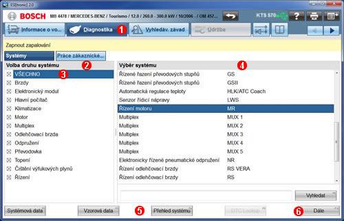 Diagnostika Výběr skupiny systémů a systému Výběr skupiny systémů a systému umožňuje rychlé a snadné vyhledání řídicích jednotek zamontovaných ve vozidle.