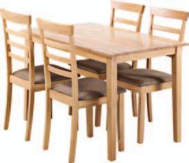 VELIKOSTI - JEDNA! 0,- 80,- JÍDELNÍ SESTAVA ARTUR Stůl a židle s kovovou konstrukcí, deska stolu v barvě buku. Rozměry stolní desky Š x D00 cm, výška 80 cm.