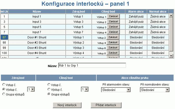 Konfigurace interlocků 2.8 Konfigurace interlocků Interlock je programované propojení mezi dvěma body.