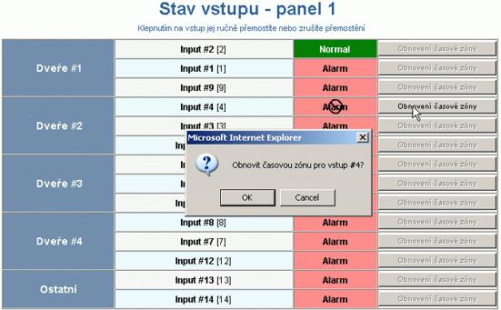 Sledování stavu panelu NetAXS Sledování vstupů 2.