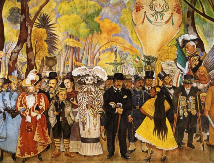 Obr. 15 Diego Rivera, Sen o nedělním odpoledni v parku Alameda,