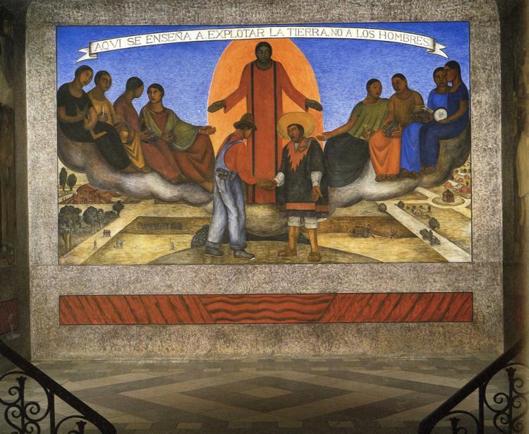 Obr. 34 Diego Rivera, Aliance rolníků a dělníků, 1924,