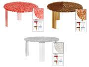 Designový mini stolek T-table TRANSPARENTNÍ Průhledný / červený / kávový Trendový kulatý mini stolek Kartell v designu včelích pláství, vhodný k lounge,