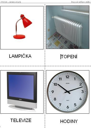 Kaţdý pracovní list představuje skupinu šesti obrázkŧ. Názvy předmětŧ zde nejsou uvedeny, protoţe jsou tyto listy pouţívány při přímém pojmenování předmětu na obrázku.