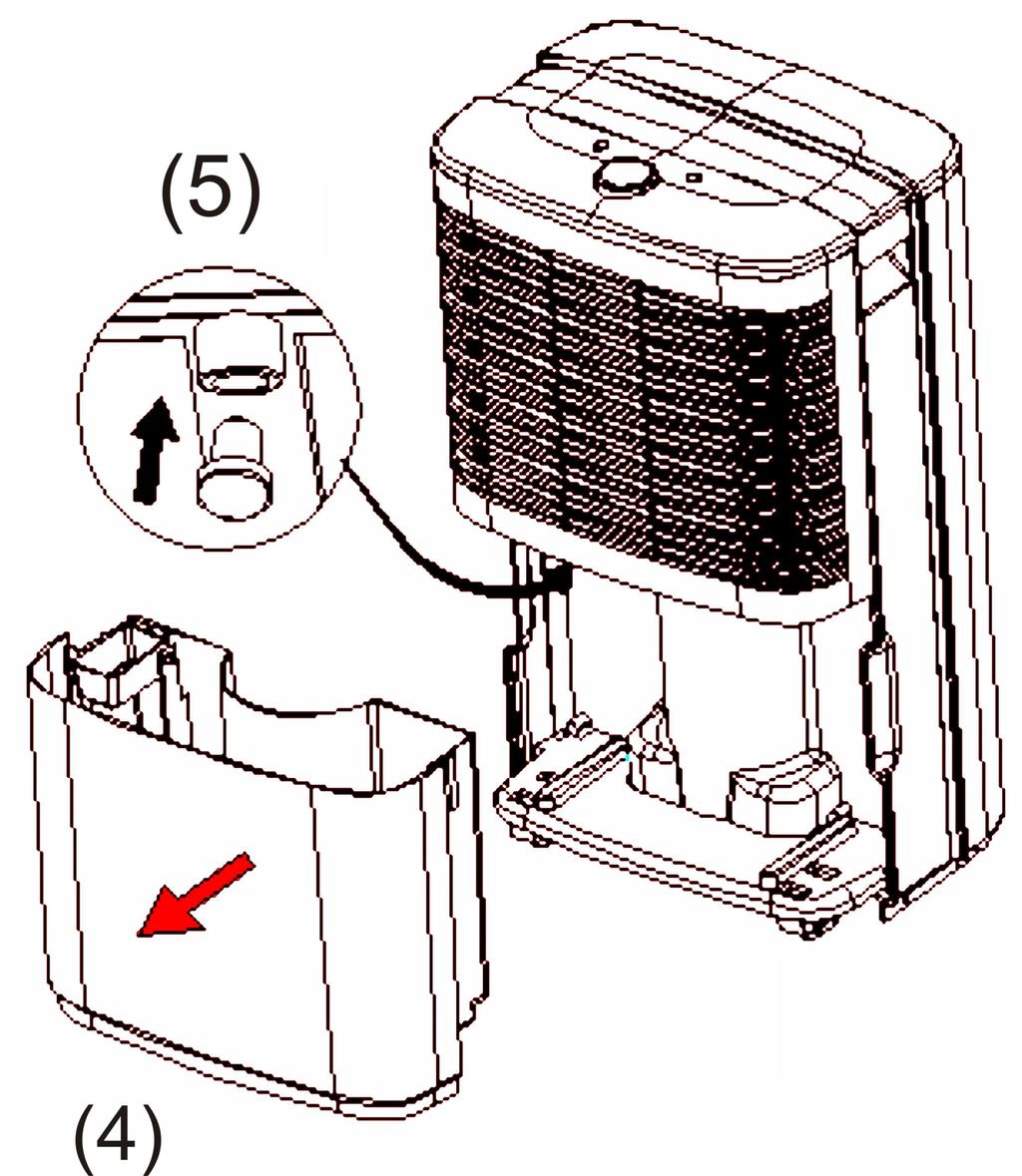 kondenzátu: (1) Odstraňte plastovou záslepku na krytu zařízení a odstraňte